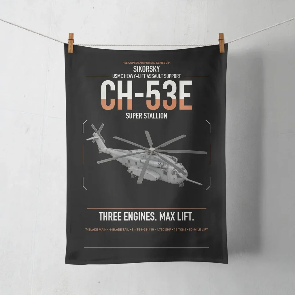 Sikorsky CH-53E Super Stallion design on black towel
