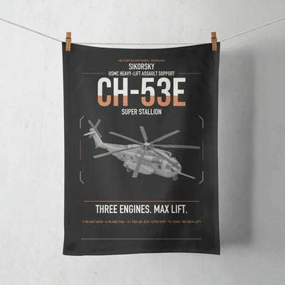 Sikorsky CH-53E Super Stallion design on black towel