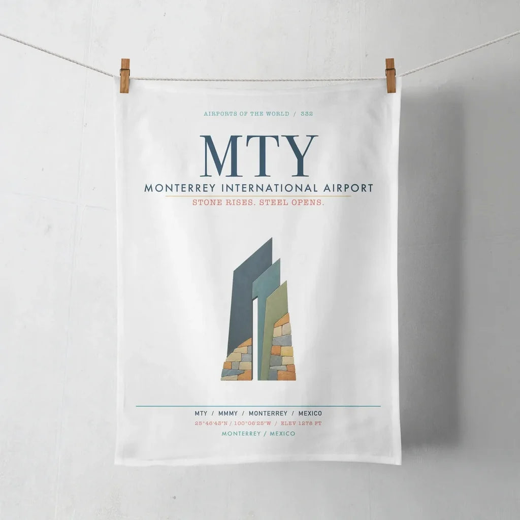 Monterrey International Airport (MTY) design on white towel