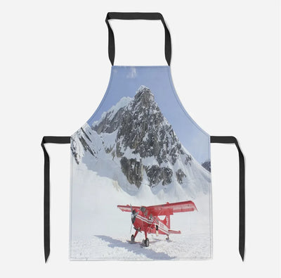 Amazing Snow aviation design on durable cotton blend kitchen apron.