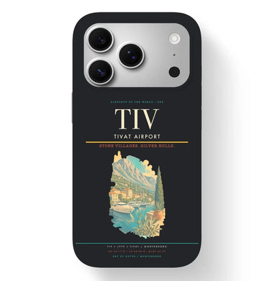 Tivat Airport (TIV) design on black iPhone 17 Pro MagSafe case