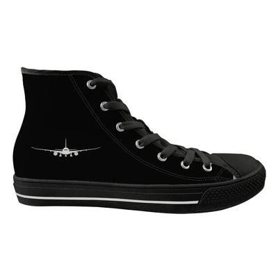 Boeing 787 Silhouette Long Canvas Shoes (Women) aviation design on durable canvas women's canvas shoes.