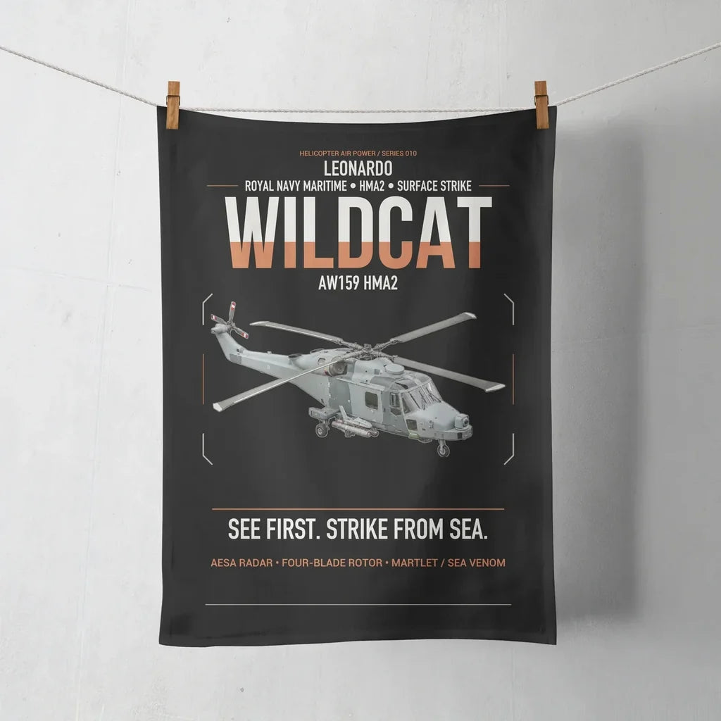 Leonardo AW159 Wildcat HMA2 design on black towel