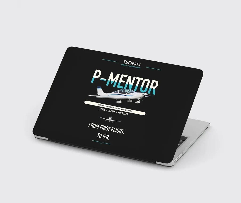 Tecnam P-Mentor design on black MacBook case