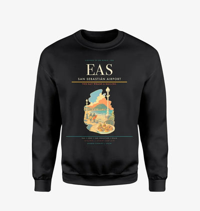 San Sebastián Airport (EAS) design on black sweatshirt