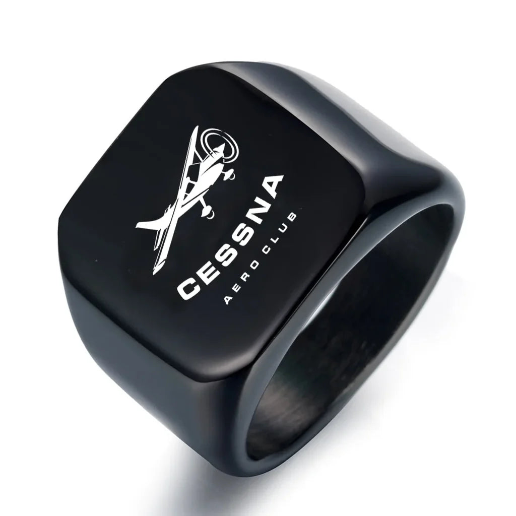 Cessna Aeroclub aviation ring in stainless steel.