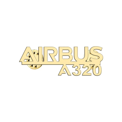 Airbus A320 & Text aviation hollow pin in polished alloy.