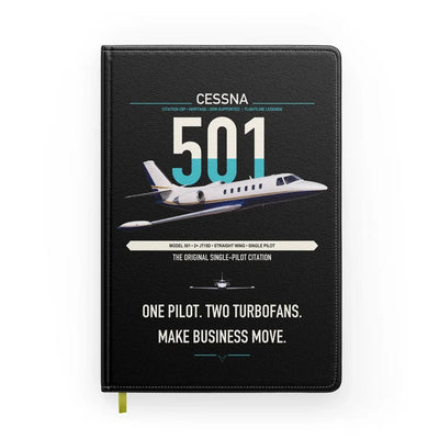 Cessna 501 Citation I SP design on black notebook