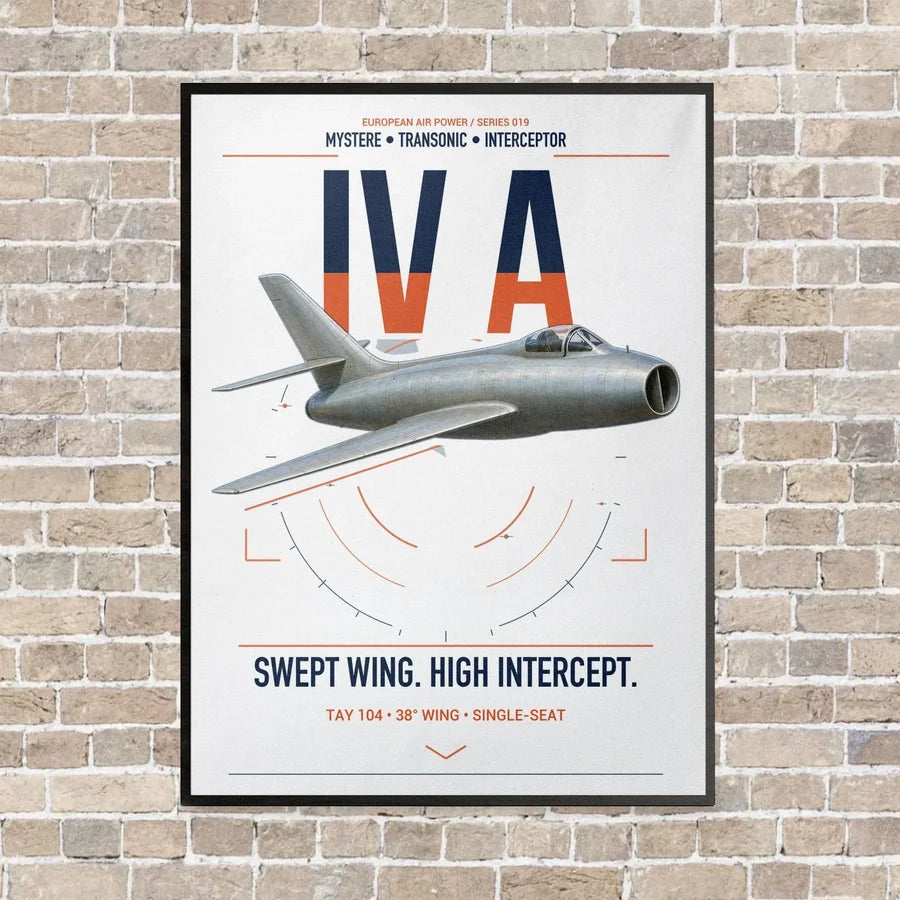 Dassault Mystère IV A vertical canvas print - framed - white background