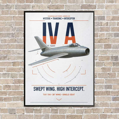Dassault Mystère IV A vertical canvas print - framed - white background
