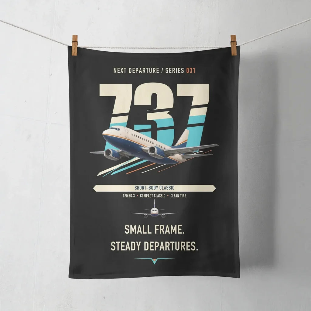 Boeing 737-500 Classic design on black towel
