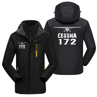 Cessna 172 & Plane aviation design printed on heavyweight insulated shell with snow cuffs thick ski jacket.