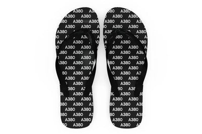 Airbus A380 Flat Text Slippers (Flip Flops) aviation design on durable rubber sole slippers and flip-flops.