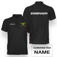 Thumbnail for Embraer & Text aviation design printed on soft cotton double-side polo.