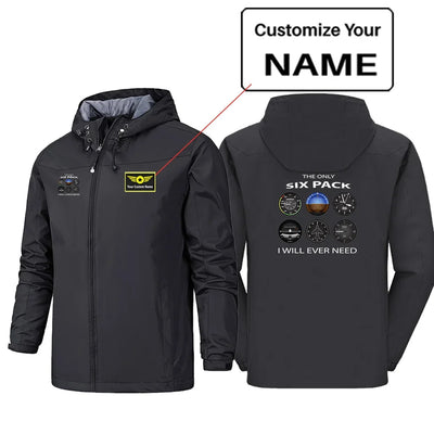 The Only Six Pack I Will Ever Need Rain Jackets & Windbreakers aviation design printed on waterproof shell with sealed seams.