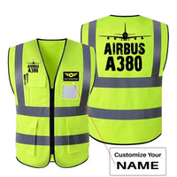 Thumbnail for Airbus A380 & Plane aviation design printed on high-visibility reflective fabric reflective vest.