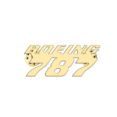 Boeing 787 & Text aviation hollow pin in polished alloy.