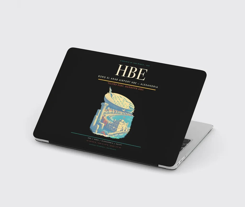 Borg El Arab Airport (HBE) design on black MacBook case