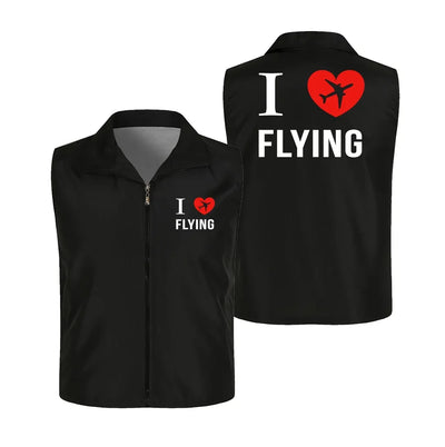 I Love Flying Thin Style aviation design printed on lightweight shell with sleeveless design thin vest.