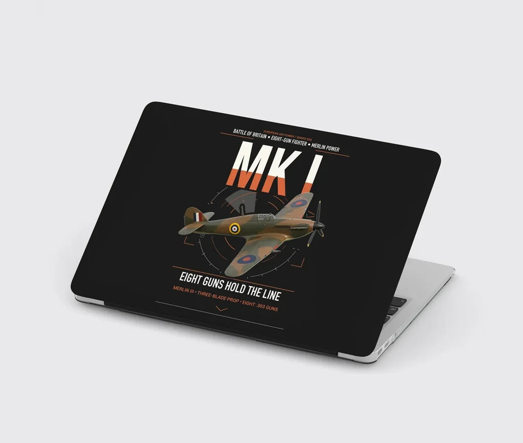 Hawker Hurricane Mk I design on black MacBook case