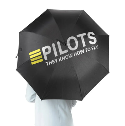 Pilots They Know How To Fly aviation design on windproof polyester umbrella.
