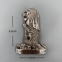Thumbnail for Singapore Merlion 3D Metal Fridge aviation design 3D metal magnet sticker in 3D metal with magnetic back.