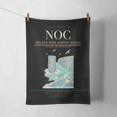 Ireland West Airport Knock (NOC) design on black towel