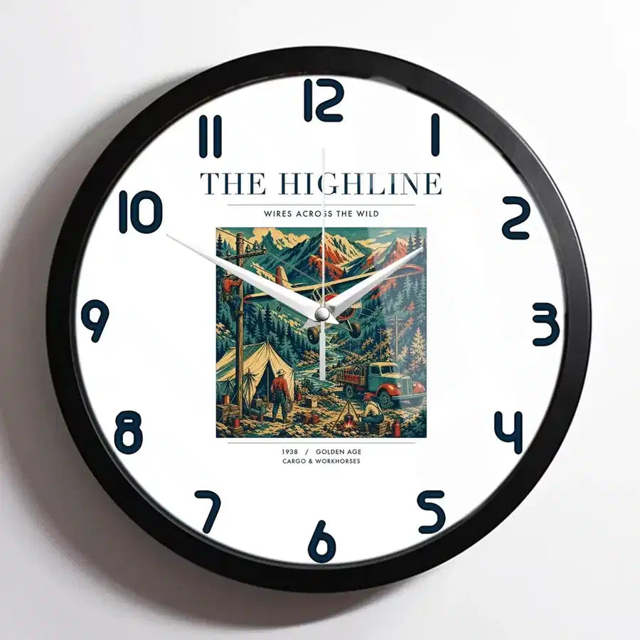 VINTAGE G4051 - The Highline - Designed Wall Clocks design on white framed