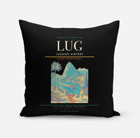 Thumbnail for Lugano Airport (LUG) design on black pillow