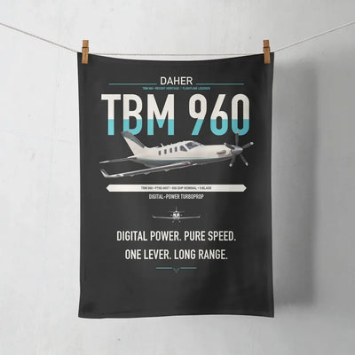 Daher TBM 960 design on black towel