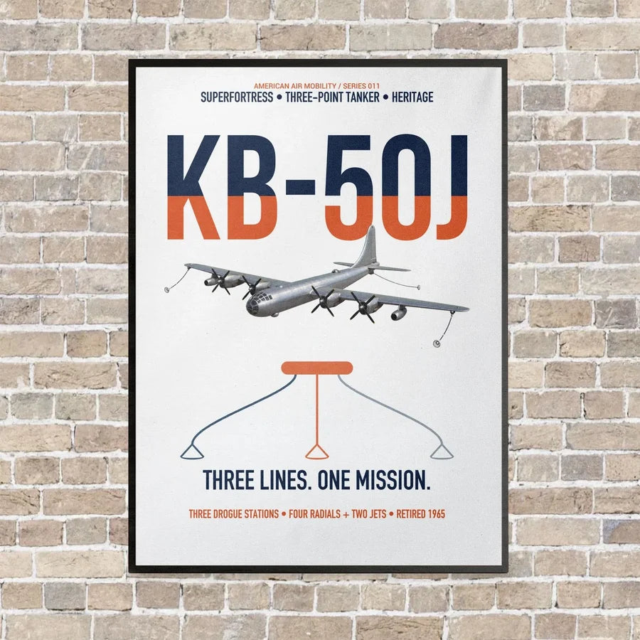 KB-50J Superfortress vertical canvas print - framed - white background