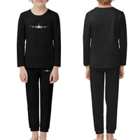 Thumbnail for Airbus A340 Silhouette children pajamas - Black