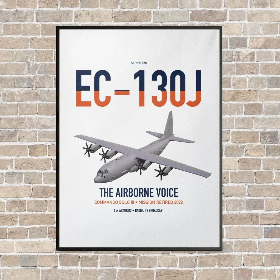 EC-130J Commando Solo III vertical canvas print - framed - white background