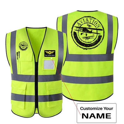 Aviation Lovers aviation design printed on high-visibility reflective fabric reflective vest.
