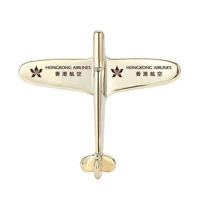 Hong Kong Airlines Airplane Shape aviation airplane-shape brooch, polished alloy body with engraved detail.