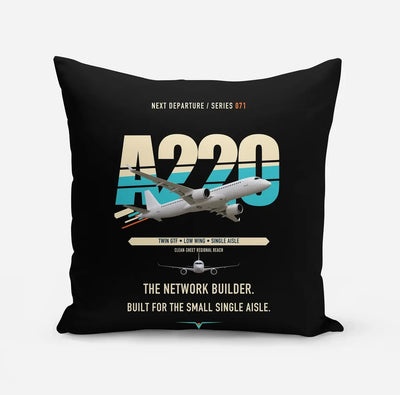 Airbus A220-300 design on black pillow