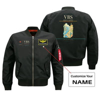 Thumbnail for Brescia Airport (VBS) design on black bomber jacket with custom name patch