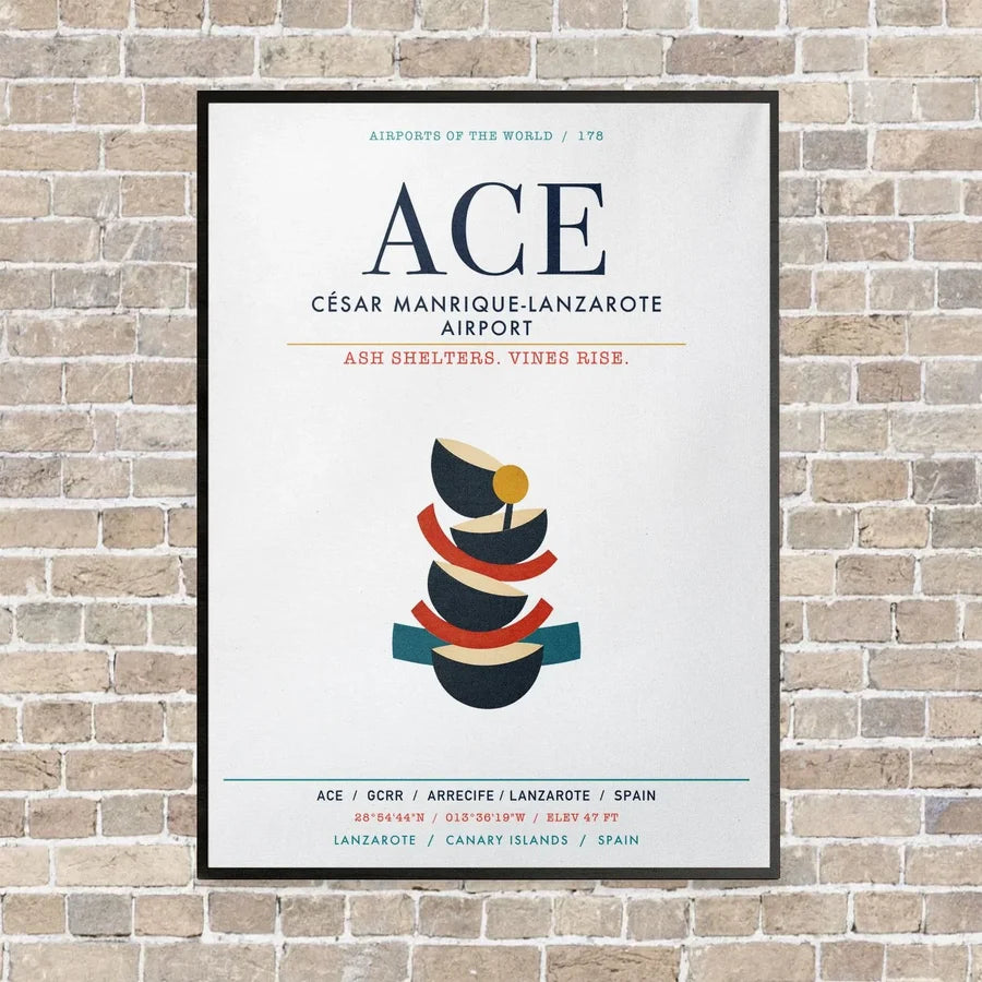 César Manrique-Lanzarote Airport ACE vertical canvas print - framed - white background