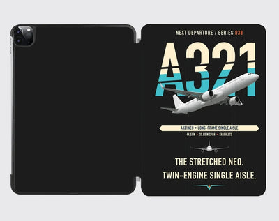 Airbus A321neo design on black ipad tablet case
