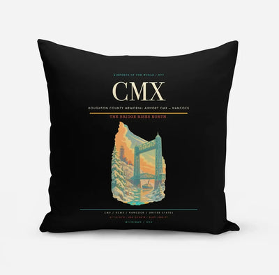 Houghton County Memorial Airport (CMX) design on black pillow