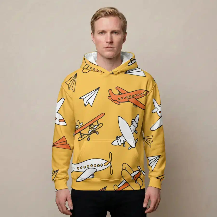 Super Drawings of Airplanes aviation design printed on soft cotton 3D-print T-shirt.