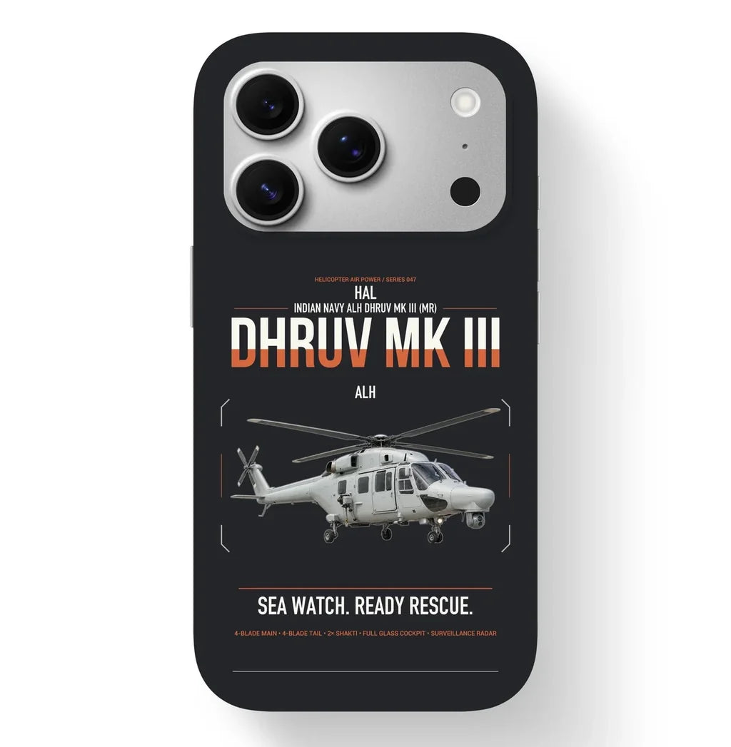 HAL ALH Dhruv Mk III design on black magsafe iphone case, for iPhone 17 Pro