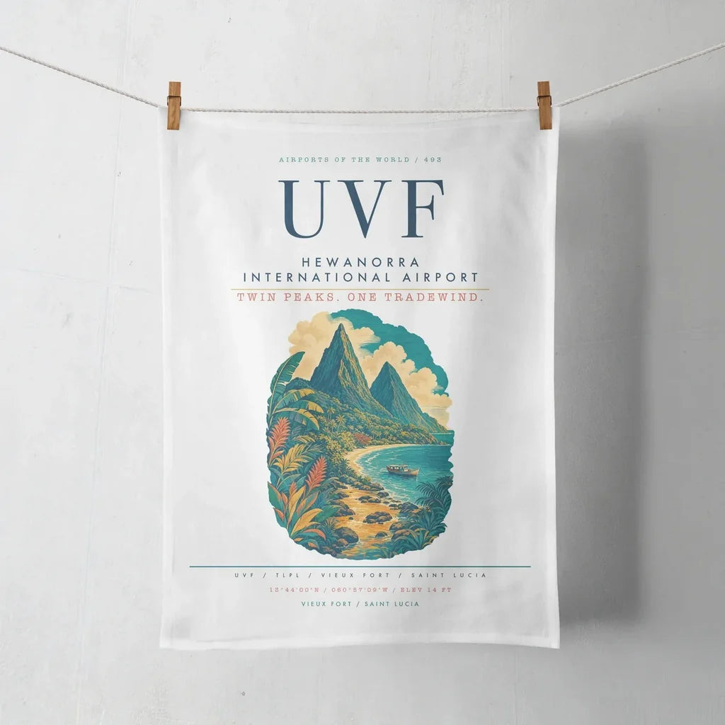 Hewanorra International Airport (UVF) design on white towel