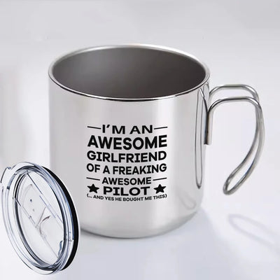 I am an Awesome Girlfriend aviation design on portable mug, vacuum-insulated double-wall.