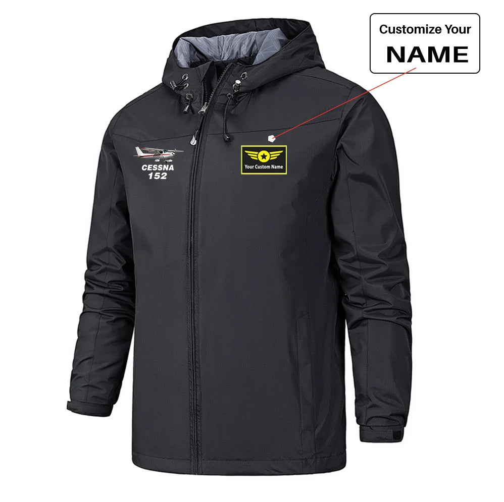 The Cessna 152 Rain Jackets & Windbreakers aviation design printed on waterproof shell with sealed seams small-logo rain jacket.