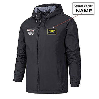The Cessna 152 Rain Jackets & Windbreakers aviation design printed on waterproof shell with sealed seams small-logo rain jacket.