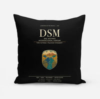 Thumbnail for Des Moines International Airport (DSM) design on black pillow