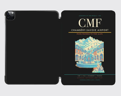 Chambéry-Savoie Airport (CMF) design on black ipad tablet case