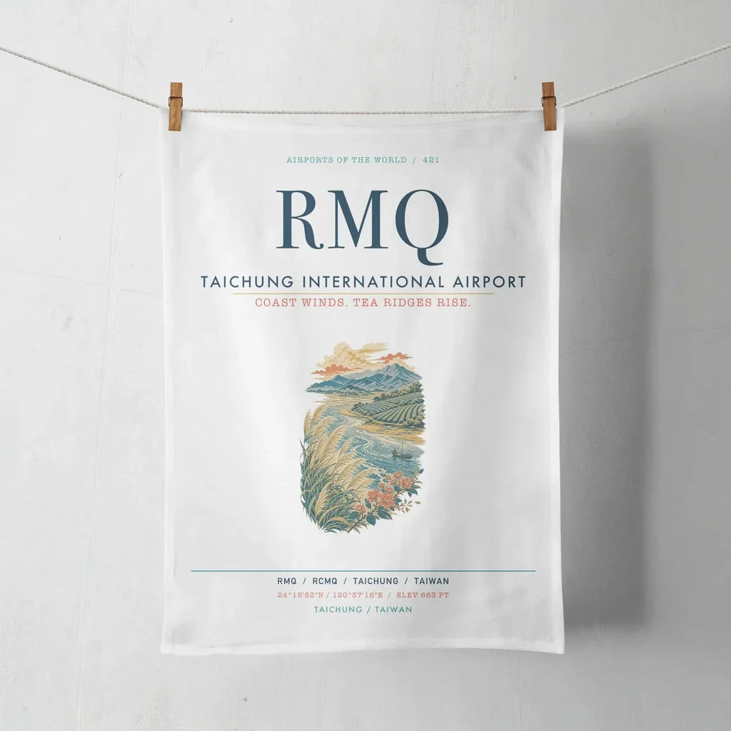 Taichung International Airport (RMQ) design on white towel