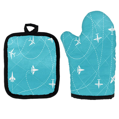 Travel The World By Plane Kitchen Glove & Holder aviation design on durable fabric with insulated lining kitchen glove holder.